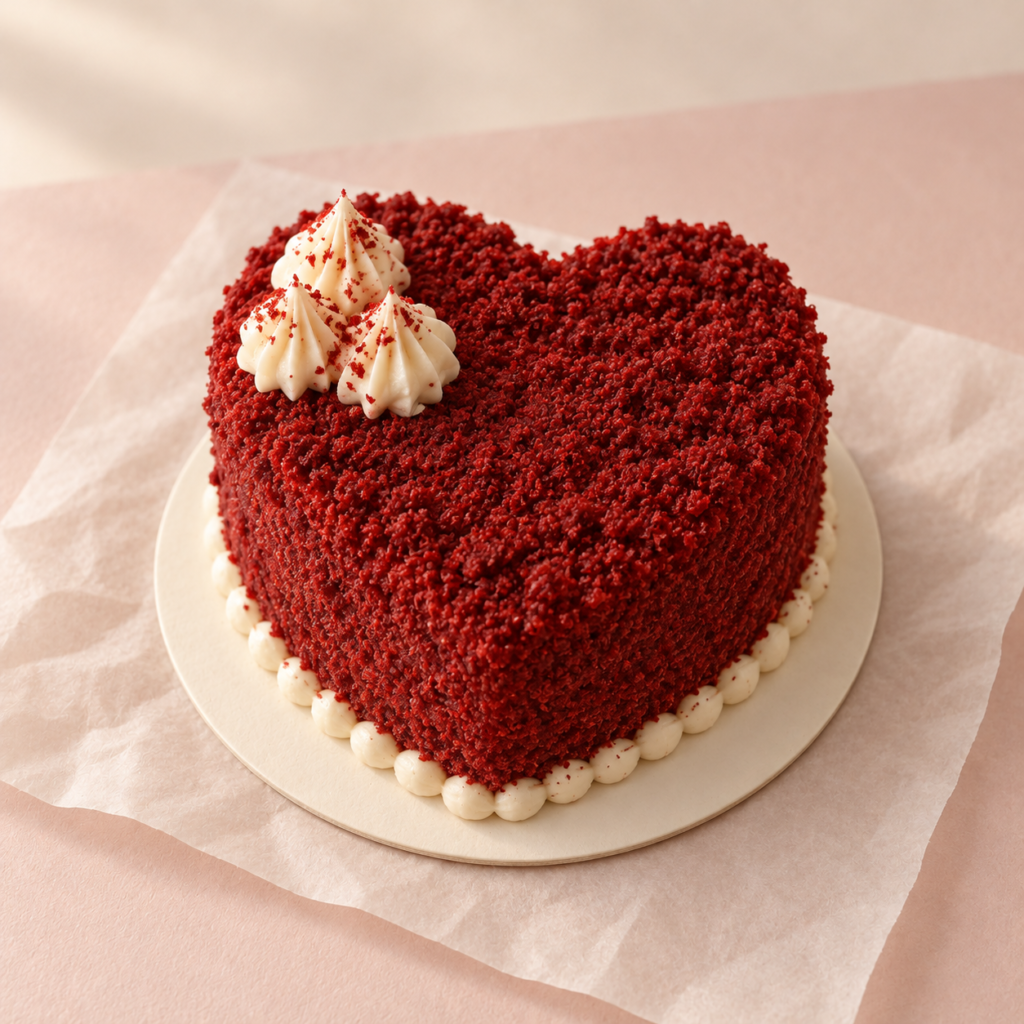 Red Velvet Heart Bento Cake — design illustration